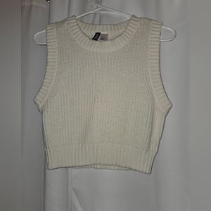H&M Cream Ribbed Knit Sleeveless Top